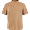 41MqTgdwnGL.jpg Mens Short Sleeve Cuban Camp Guayabera Shirt Linen Cotton Hippie Beach Button Down Shirts