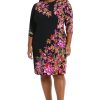 41O6peRXwGL.jpg Women's Crew Neck Knee Length 3/4 Sleeve Cascade Print Occasion Event Office Polished Chic Dress