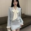 41OPy1ZjalL.jpg Women Korean Fashion Chic Skirt Sets 2 Piece Outfit French Elegant Jacket Coat Mini Skirt Suits