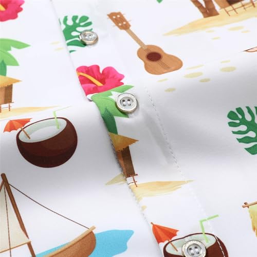 41OvKETjzPL.jpg Mens Hawaiian Shirt, Short Sleeves Button Down Beach Clothing, Unisex Summer Flamingos Casual Aloha Floral Shirts