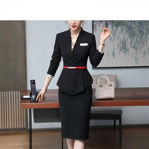 41PfMO6BrsL.jpg Women Business Interview Suit Blazers Skirt Set Professional Office Work Wear Career Two Piece Outfit