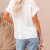 41PmrWkIl6L.jpg Womens Summer Cotton Linen Short Sleeve Button Down Shirt Collared V-Neck Loose Fit Blouse Beach Office Tops