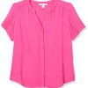 41QhCPcG6mL.jpg Women's Relaxed-Fit Short-Sleeve Woven Blouse