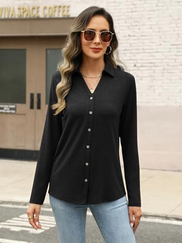 41QlkRWw1tL.jpg Womens Long Sleeve Tops Button Down Shirts Dressy Casual Fall Tops Trendy Tunic Tops