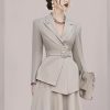 Women's Skirt Suit Spring Autumn Belted Long Sleeve Blazer Loose Casual Skirt 2 Piece Set for Women