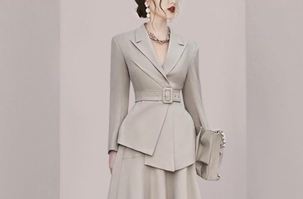 Women's Skirt Suit Spring Autumn Belted Long Sleeve Blazer Loose Casual Skirt 2 Piece Set for Women