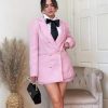41S1xmLFh9L.jpg Womens 2 Piece Tweed Blazer Shorts Sets Long Sleeve Double Breasted Suit Jackets Business Outfit