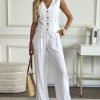 41V7H9Hc8OL.jpg Women's Linen 2 Piece Sets Summer Outfits Vest Waistcoat Casual Dressy Work Vacation Travel Pants Sets