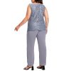 41VI-5J7W3L.jpg Plus Size Elegant Mother of The Bride Pant Suits Chiffon Pant with Women's Tank Top and Sequin Lace Jacket Evening Gown