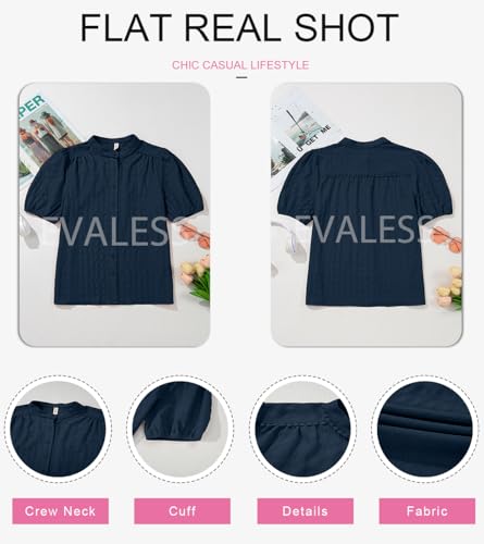 41Vb2JqK6pL.jpg Womens Button Down Shirts Cute Short Puff Sleeve V Neck Tops Spring Summer Blouses for Women Dressy Casual