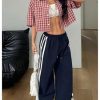 41W4JB4vbPL.jpg Women's Button Down Vintage Plaid Shirts Short Sleeve Crop Blouses Preppy Clothes