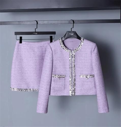 41Wy8dTYyIL.jpg Women's High-End OL Skirt Set Elegant Wool Long-Sleeved Jacket Short Skirt Two-Piece Set