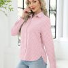 Womens Long Sleeve Button Down Shirts Casual Loose Fit Cotton Collared Blouses