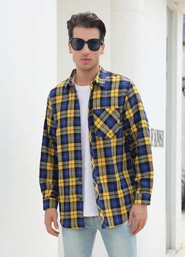 41YcDf6nT7L.jpg Men's Casual Plaid Flannel Long Sleeve Button Down Shirt