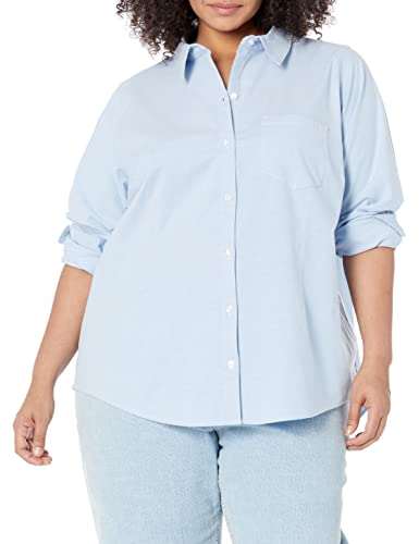 41Yr5hyJkgL.jpg Women's Long Sleeve Button Down Stretch Oxford Shirt (Available in Plus Size)