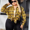 41ZQqcwLRxL.jpg Womens Plus Size Flannel Shirts Plaid Shirts Long Sleeves Casual Button Down Collared Shacket Tops