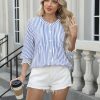 41agxOC2BxL.jpg Womens 3/4 Sleeves Button Down Shirts Pleated Chiffon Blouses Business Casual Tops Work Office Tshirt