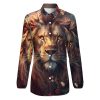 41ah4vSDLSL.jpg Wild Animals Lion Flowers Women's Button Down Shirts V Neck Long Sleeve Blouses Loose T-Shirt Tops