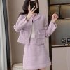 41akt0axpL.jpg Women Fashion Small Fragrant Tweed Two Piece Set Jacket Coat Mini Skirt Suit French Elegant 2 Piece Outfits