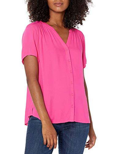41b0cbgRdAL.jpg Women's Relaxed-Fit Short-Sleeve Woven Blouse