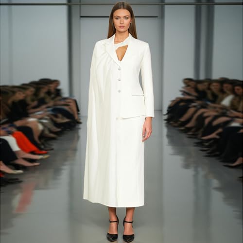 41bMycTKrjL.jpg Women's 2-Piece Suit Set Business Casual Single Breasted Jacket and Long Skirt for Party