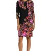 41bPjQJMlL.jpg Women's Crew Neck Knee Length 3/4 Sleeve Cascade Print Occasion Event Office Polished Chic Dress