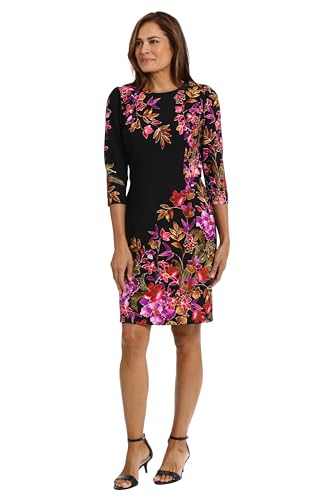 41bPjQJMlL.jpg Women's Crew Neck Knee Length 3/4 Sleeve Cascade Print Occasion Event Office Polished Chic Dress