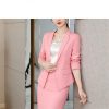 41bflpSiuHL.jpg Women Pink Business Suit Long Sleeve Blazers Skirt Office Work Wear Elegant Career Two Piece Set