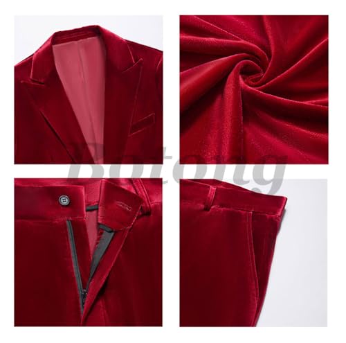 3 PC Womens Velvet Pant Suit - Peak Lapel Business Blazer Vest Pants for Prom Office Work