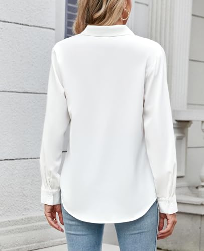 41cuypxNB6L.jpg Womens Long Sleeve Button Down Shirt Ultra-Soft Stretch Wrinkle-Free Work Casual Business Office Blouse