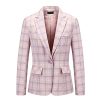 Womens 2 Piece Plaid Suits Set Business Office One Button Blazer Jacket Casual Long Sleeve Pant Suit Set