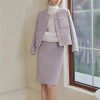 41euFLiC0L.jpg Women Purple Tweed Jacket + Skirt Suit Set Fringed Jacket Woolen Coat Autumn/Winter 2-Piece Set