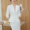41hCSvSOZ5L.jpg Women's Slim Two Piece Long Sleeve Notch Collar Single Button Suit Jacket and Skirt Set