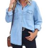 41hspsuGHxL.jpg Women's Spring Long Sleeve Denim Jean Shirts Button Down Shirt Business Casual Tops
