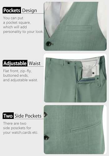 41i8jLJkTqL.jpg Casual Linen Beige Men's 2 Piece Suits Wedding Suits Slim Fit Groomsmen Tuxedos Prom Waistcoat Summer Linen Vest+Pant