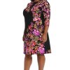 41iHUFrIhL.jpg Women's Crew Neck Knee Length 3/4 Sleeve Cascade Print Occasion Event Office Polished Chic Dress