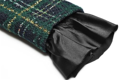 41igxchWRkL.jpg Women Winter Plaid Tweed Skirts Suit Bow Beading Long Sleeve Jacket Tassel Skirt 2 Pieces Set