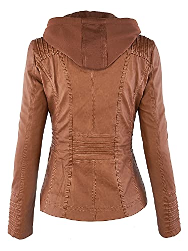 41jCXzhZ35L.jpg Women's Faux Leather Moto Biker Jacket Coat with Removable or Non-Removable Hood