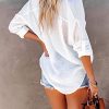 41jlh2mI0GL.jpg Button Down Swim Cover Up Shirt Sexy Long Sleeve Beach Blouse Bathing Suit Cover Ups for Women