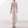 41jzXiN91vL.jpg Women's Skirt Suit Summer French White Sleeveless Top Classic Casual Skirt 2 Piece Set for women