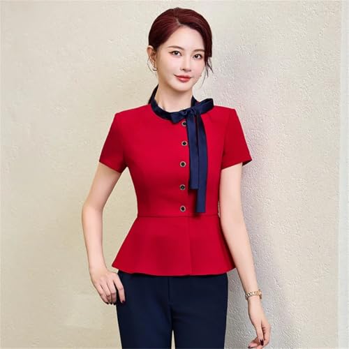 41k5qjj6AGL.jpg Women's Spring and Summer Round Neck Single Breasted Solid Color Suit Jacket and Skirt Set