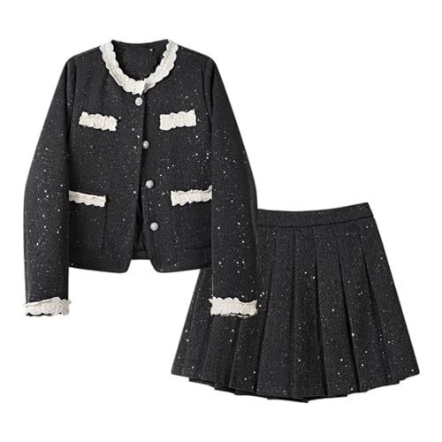 41kEB1oifyL.jpg Set Female Winter Short Jacket Pleated Skirt Two-Piece Set