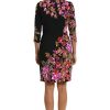41kXdMxt0WL.jpg Women's Crew Neck Knee Length 3/4 Sleeve Cascade Print Occasion Event Office Polished Chic Dress
