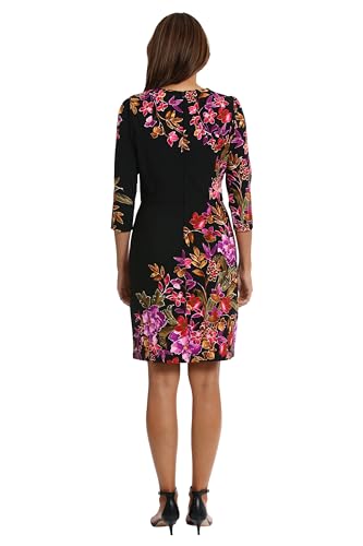 41kXdMxt0WL.jpg Women's Crew Neck Knee Length 3/4 Sleeve Cascade Print Occasion Event Office Polished Chic Dress