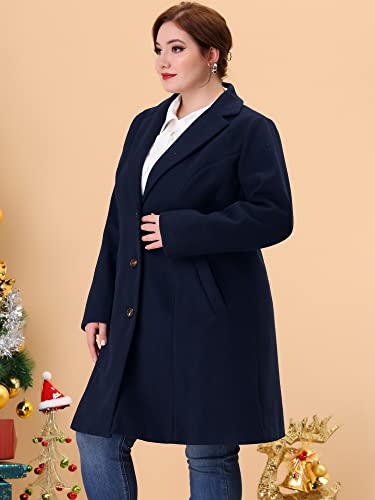41kYCt62xL.jpg Women's Plus Size Coat Single Breasted Notched Lapel Elegant Long Winter Coats 2025