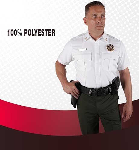 41l2NZ77ZRL.jpg 100% Polyester Short Sleeve Men's Uniform Shirt White