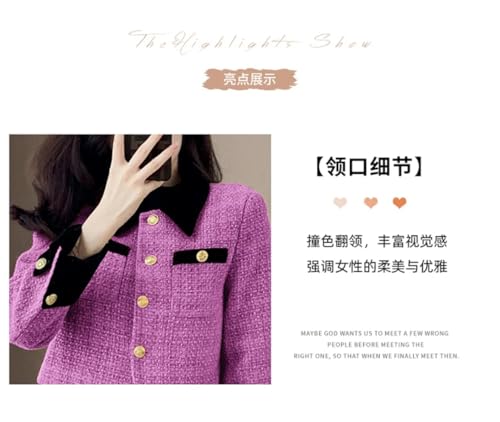 41ldU2Wz77L.jpg Women Vintage Tweed Two Piece Set Short Coat + Bodycon Skirt Suits Winter Elegant 2 Piece