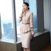 41m6-7liGmL.jpg Women's Solid Color V-Neck Long Sleeve Hidden Buttoned Slim Asymmetric Suit Jacket and Skirt Set