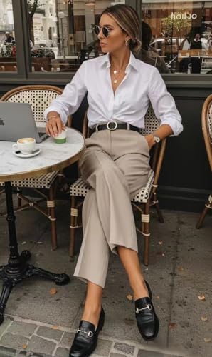 41m7iStaDTL.jpg Womens Dress Shirts Long Sleeve Button Down Shirt Work Wear