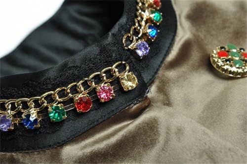 41mHYTsGanL.jpg Women Beading Long Sleeve Coat Skirts Suit Polka Dots Mesh Black Skirt 2 Pieces Set